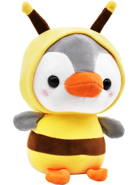 Biene Pinguin Kuscheltier Plüschtier Biene Spielzeug Stofftiere Relaxo Plüschtier Bee Plüsch Spielzeug Pinguinpuppe Bienenplüsch Stofftier Kissen Soft Toy Geschenk für Kinder Mädchen Junge 25 CM - 