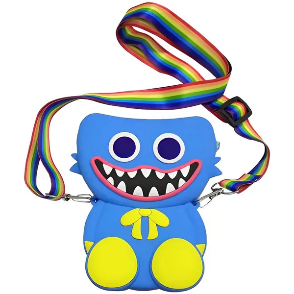 Kinder Umhängetasche - Silikon Geldbörse für Mädchen Süßer Cartoon Geldbeutel, Mini Portemonnaie Kindergeschenk mit Verstellbarem Schultergurt - Blau - 