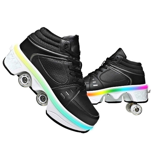 Roller Skate Shoes Rollschuhe Schuhe Mit Rollen Skateboardschuhe,Inline-Skate, verstellbar Damen Schuhe mit Rollen für mädchen - 38 Black with light