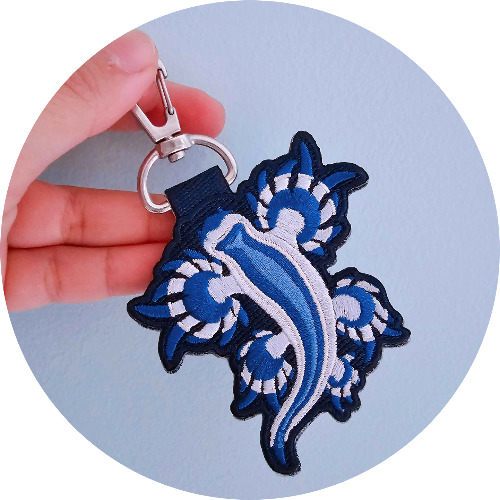 Blue Sea Slug Embroidered Keychain