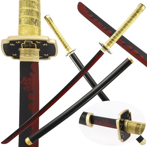 Jaxmoon Demon Slayer Sword Real Steel, About 41 inches Anime Swords with Leather Scabbard, Handmade Real Metal Samurai Sword for Cosplay, Zenitsu/Inosuke/Rengoku Katana Sword A Variety of Styles - Tsugikuni Sword