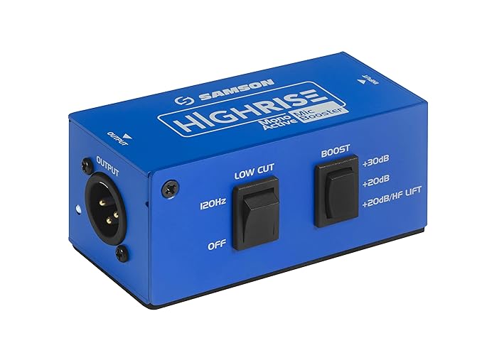 Samson Highrise Mono Active Mic Booster-Inline Preamp for Dynamic Microphones and Passive Ribbons