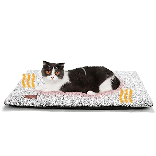 Self Warming Cat Bed Self Heating Cat Dog Mat 24 x 18 inch Extra Warm Thermal Pet Pad for Indoor Outdoor Pets with Removable Cover Non-Slip Bottom Washable Non Electric - 24.0"L x 18.0"W x 1.0"Th - A-Light Gray