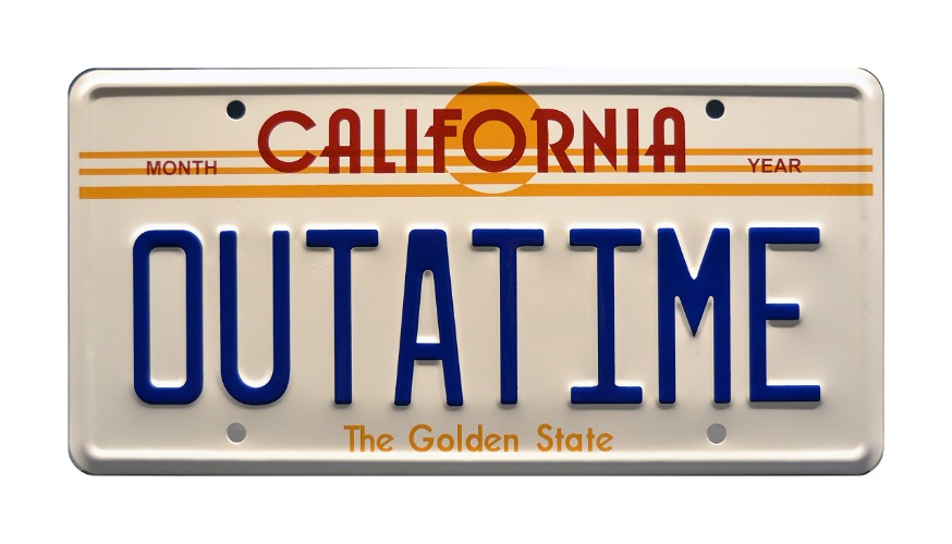 Celebrity Machines Back to the Future | OUTATIME | Metal Stamped License Plate