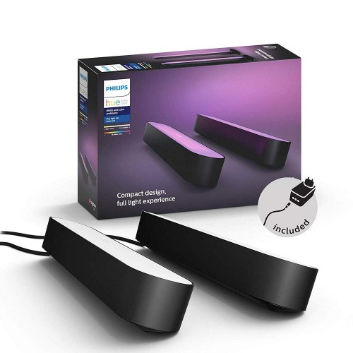 Philips Hue Play White Colour Ambiance Smart Light Bar Double Pack Base Unit, Entertainment Lighting for TV and Gaming (Works with Alexa, Google Assistant and Apple HomeKit) Black, 2 Count (Pack of 1)