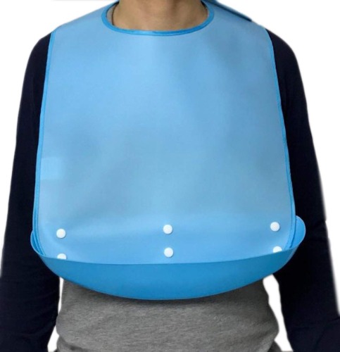 YYGMSS Adult Bibs Waterproof Silicone Adult bib with a Removable Pocket Washable Men Women Cloth Protector (Blue