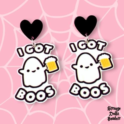 Cute Ghost Halloween Earrings, 925 sterling silver, Strange Dollz Boudoir