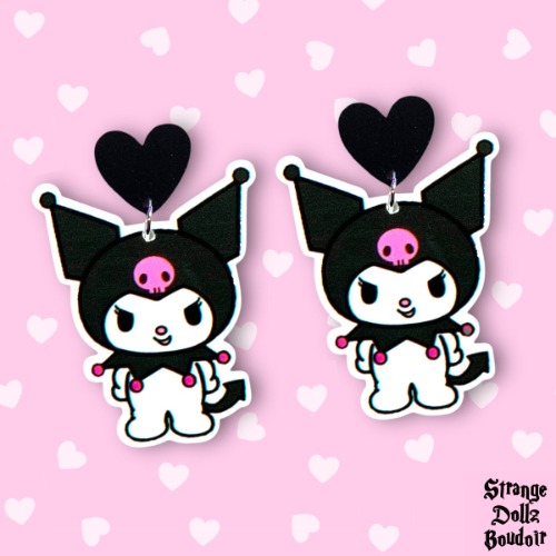 Kuromi earrings, 925 sterling silver, Strange Dollz Boudoir