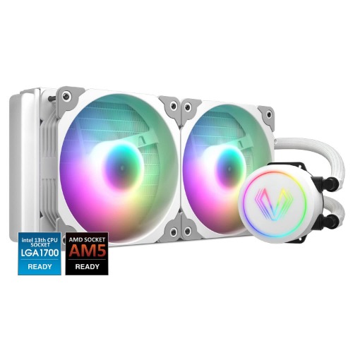 Vetroo V240 White Liquid CPU Cooler 240mm Addressable RGB & PWM Pump & Fans 250W TDP AIO Water Cooler w/Controller Hub for Intel LGA 1700/1200/115X AMD AM5/AM4