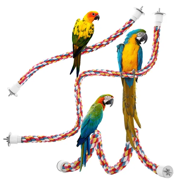 Jusney Bird Rope Perches,Parrot Toys 41 inches Rope Bungee Bird Toy (41 inches)[1 Pack]