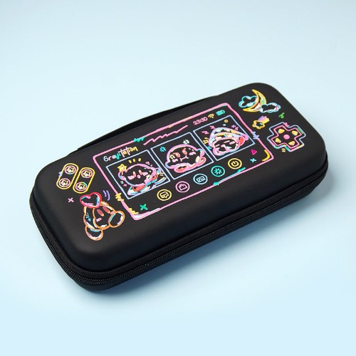 Colorful Kirby Switch Storage Case Bag - Black
