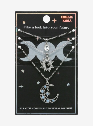 Cosmic Aura Blue Moon Celestial Necklace Set