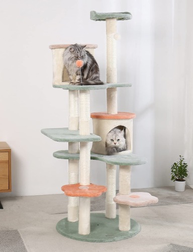 HYABi 63 inch cat Tree Creative Flower cat Climbing Frame cat Apartment with Flower Rest Platform(Large 7 Platforms) - Large 7 Platforms