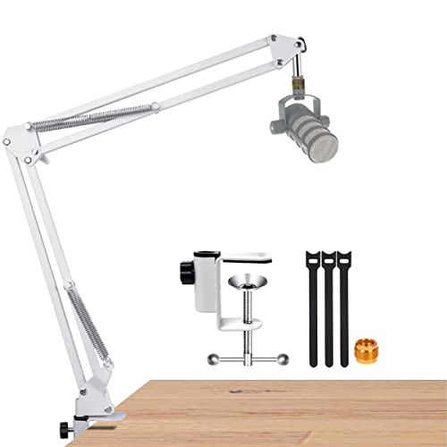 For Rode Podmic White Boom Arm, Mic Desk White Stand Compatible with Rode Pod Microphone, Rode Podmic White Arm Perfect for Podcasts, Gaming, Recording - White Boom Arm