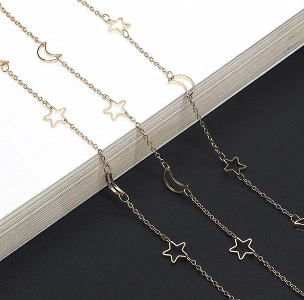 Moon and star glasses chain