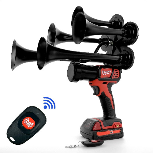 Milwaukee Air Horn Gun with 5 Trumpets and Remote | Horn Gun + Battery + Charger