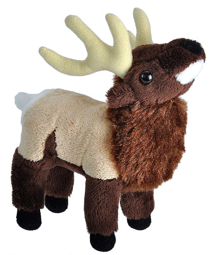 WILD REPUBLIC Wild Calls Elk, Authentic Animal Sound, Stuffed Animal, Eight Inches, Gift for Kids, Plush Toy, Fill is Spun Recycled Water Bottles, 7" (23314)