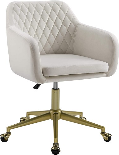 Linon White Quilted Brooklyn Office Chair