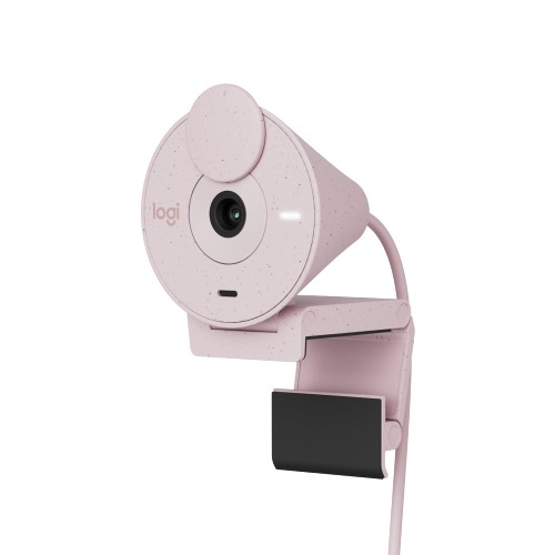 Logitech Brio 300 Full HD Webcam with Privacy Shutter, Noise Reduction Microphone, USB-C, certified for Zoom, Microsoft Teams, Google Meet, Auto Light Correction - Rose
