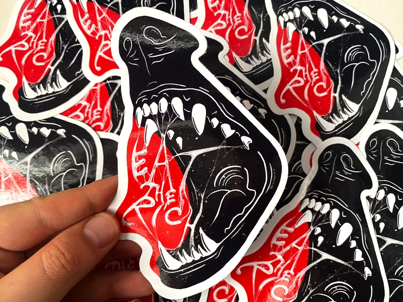 Eat The Rich Vinyl Sticker. Political Socialist Angry Stationary Decal. Decoration for notebooks, bottles or laptops