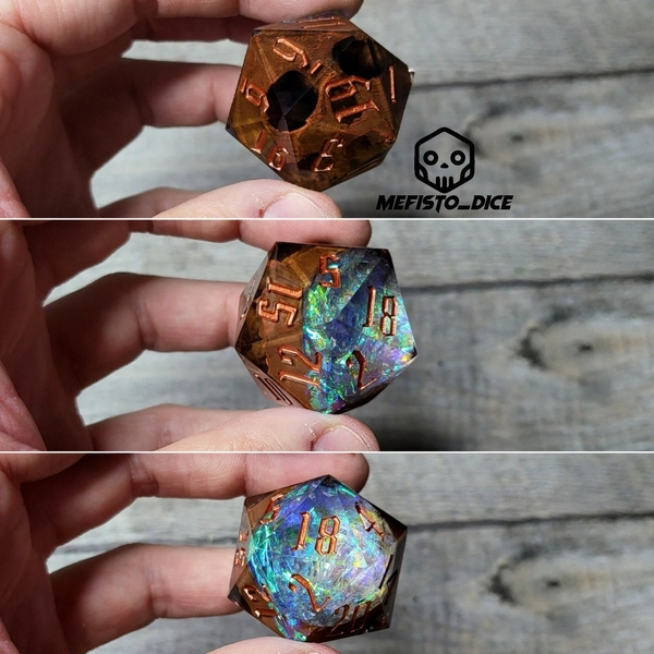 D20 Skull geode 33mm Dice Sharp Edge, D&D Dice Set for Dungeons and Dragons D and Polyhedral Dice Set