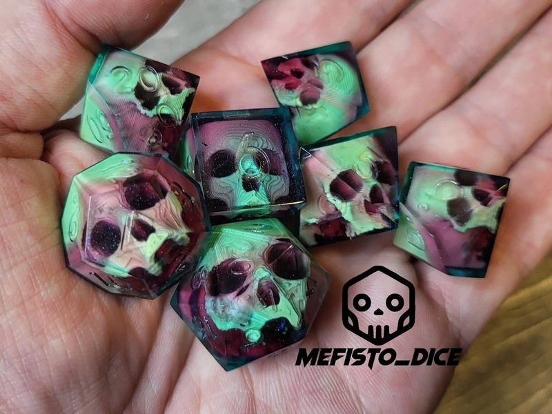 Dice set skull Sharp Edge, D&D Dice Set for Dungeons and Dragons d and D Polyhedral Dice Set - d20 d12 d10 d8 d6 d4 warlock barbarian magic