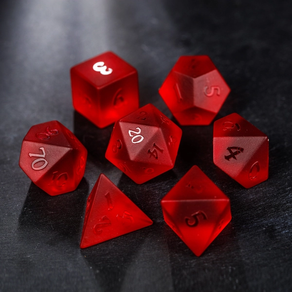 Raised Blood Red Glass Dice Set