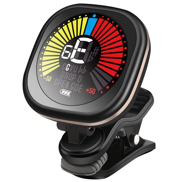 LEKATO Rechargeable Guitar Tuner Clip On Tuner for All Instruments - Guitar, Violin, Ukulele & Chromatic Tuning Modes, Fast & Accurate, Easy to Read Color Display, Professional and Beginner