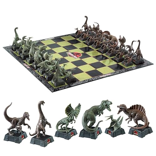 The Noble Collection Jurassic Park Chess Set - 32 Highly Detailed Plastic Chess Pieces - Officially Licensed Jurassic Park Film Set Movie Game Gifts - Single
