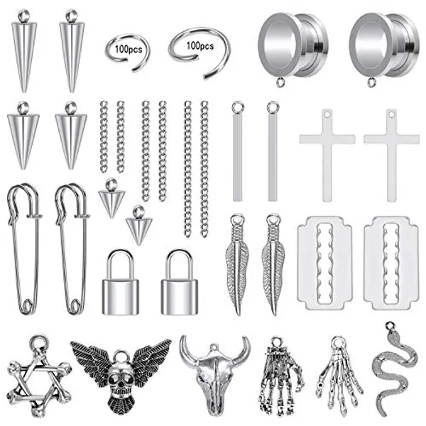 ZS 230 Pieces DIY Ear Tunnels Accessories Dangle Gauges Body Piercing Jewelry, Stainless Steel 4g - 7/8 inch Dangle Ear Gauges for Women/Men - Gauge=9/16"(14mm)