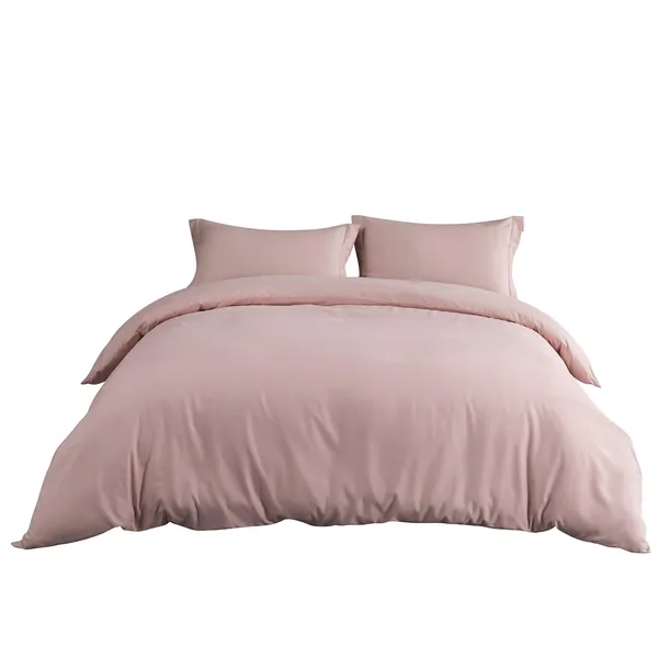 MOHAP Duvet Cover Set 3 PCS King Plain Brushed Microfiber Bedding Duvet Cover with Pillowcases (Pink)