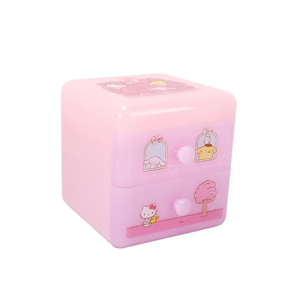 Achnr Desktop Flip Cover Drawer Storage Box My Melody, Jewelry Storage Box Cinnamoroll Lipstick Storage Box Pom Pom Purin (Color : My melody)