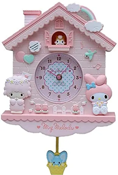 Wall Clock 12 Inch Cartoon My Melody Swing Kids Girls Wall Quartz Clock Home Decor Bedroom Cartoon for (Pink, 12 Inch)
