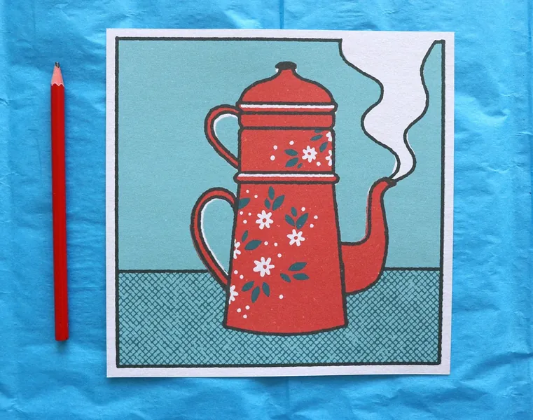 Mid-century modern coffee pot illustration print