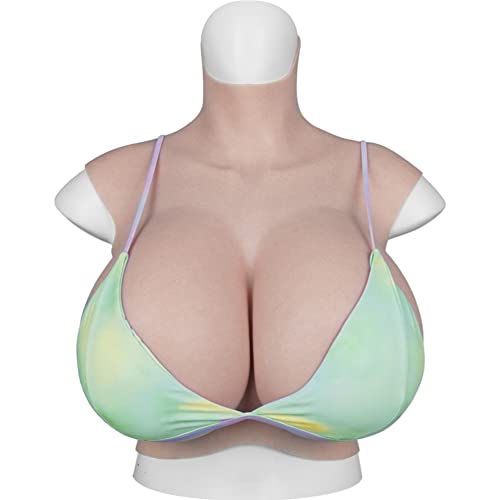 YRZGSAWJ Crossdresser breasts Huge Z Cup S Cup Silicone Breastplate Breast Forms Boobs for Crossdresser Drag Queen - Ivory White - K-silicone filled