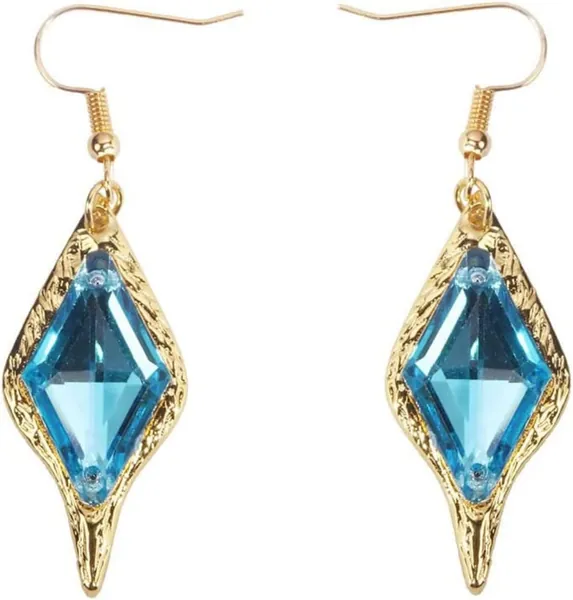 Game Ear Clip Square Crystal Drop Earrings for Women Men Cosplay Jewelry Gift for Genshin Impact West Wind Knights Kaeya Alberich (A)