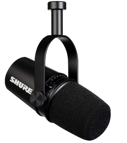 Shure MV7 USB Microphone for Podcasting, Recording, Live Streaming & Gaming, Built-in Headphone Output, All Metal USB/XLR Dynamic Mic, Voice-Isolating Technology, TeamSpeak & Zoom Certified – Black