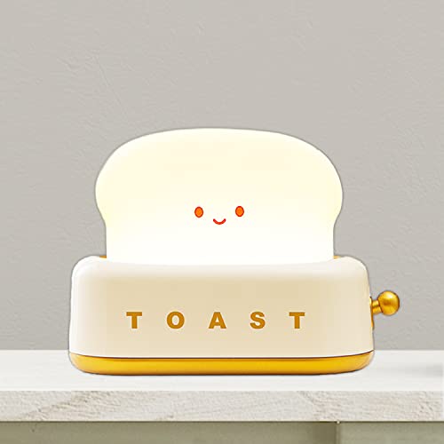HPYDIY Toast Dorm Room Decor Night lamp,Cute Bread led Night Light USB Rechargeable Kawaii Portable Light with Timer Funny Bedroom Bedside Sleep Lamps for Birthday Gift Baby Kids Girls Teens（Yellow） - Yellow