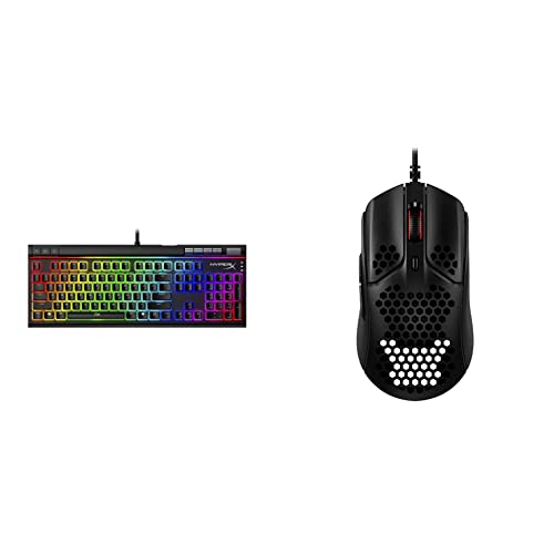 HyperX Alloy Elite 2 – Mechanical Gaming Keyboard, Software-Controlled Light & Macro Customization, ABS Pudding Keycaps, Media Controls, RGB LED Backlit, HyperX Red & Pulsefire Haste – Gaming Mouse - Keyboard + Pulsefire Haste Gaming Mouse