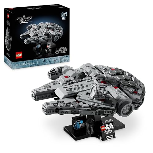 LEGO Star Wars Millenium Falcon 25th Anniversary Set for Adults, Collectible A New Hope Starship Vehicle Model Kit, Home or Office Décor, Father's Day Treat, Gifts for Men, Women and Fans 75375 - Building Set