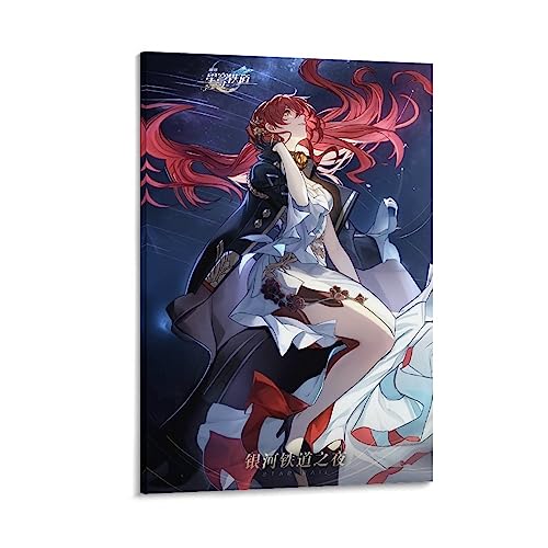 Himeko Honkai Star Rail Poster Anime Wall Art Poster Scroll Canvas Painting Picture Living Room Decor Home Framed/Unframed 16x24inch(40x60cm) - 16x24inch(40x60cm) - Frame-style