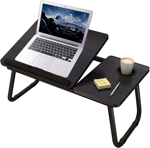 Laptop Table Foldable Lap Desk Stand, Adjustable Laptop Table for Bed Notebook Desk Portable Notebook Bed Tray Multifunction Lap Tablet with Cup Holder