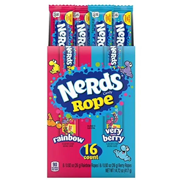 Nerds Rope Candy, Variety Box, Rainbow & Very Berry, 0.92 ounce (Pack of 16) - Assorted - 16 Count