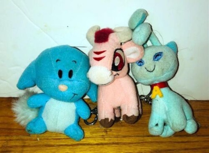 LOT of 3 Neopets Keychain Aisha Kacheek Kau Blue Green Pink Stuffed Animal 2002  | eBay