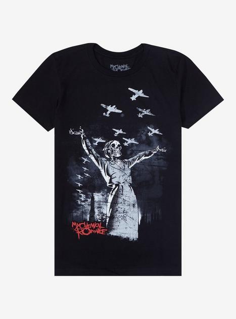 My Chemical Romance Skeleton & Airplanes Boyfriend Fit Girls T-Shirt | Hot Topic