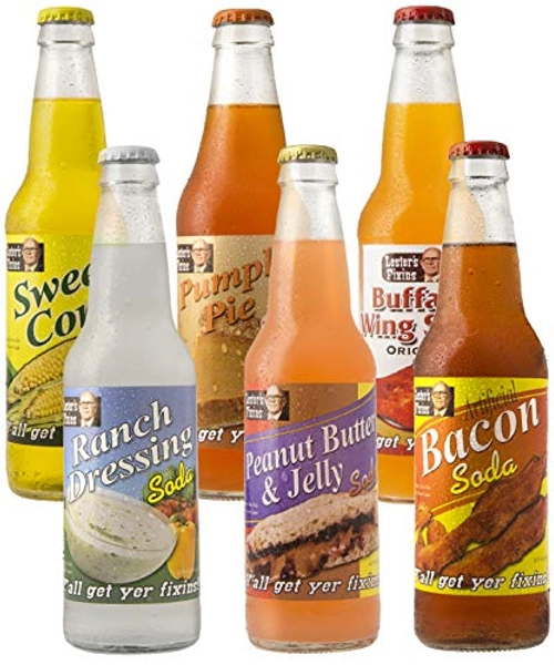 Lester's Fixins Outrageous Wild Crazy Unique Flavor Soda Pop 6 Pack Sampler Set