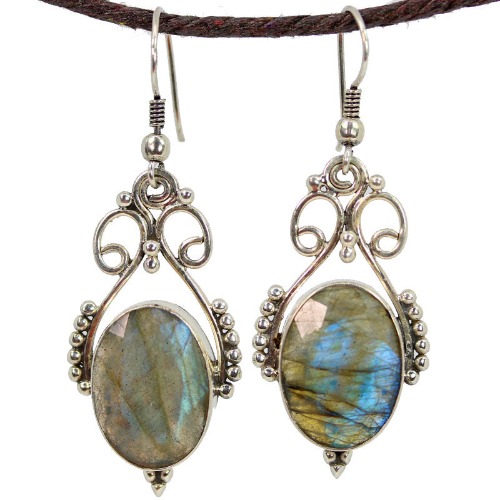 Open Work Labradorite Queenly Earrings - Brown / One Size / Female