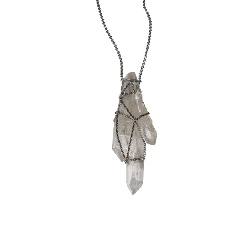 Caged Quartz Cluster Necklace
