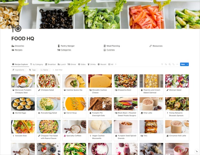 Meal Planning Food HQ Notion Template
