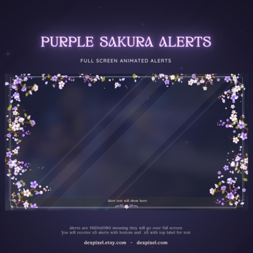 Purple Sakura Cherry Blossom Animated Stream Alerts